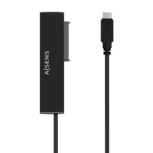 AISENS Adaptador ASE-35C02B SATA a USB-C USB 3.0/USB3.1 GEN1 para Discos Duros 2.5" y 3.5" con Alimentador, Negro