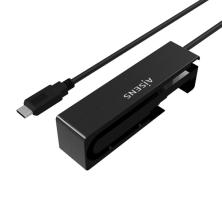 AISENS Adaptador ASE-35C02B SATA a USB-C USB 3.0/USB3.1 GEN1 para Discos Duros 2.5" y 3.5" con Alimentador, Negro