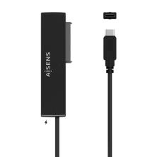 AISENS Adaptador ASE-35C02B SATA a USB-C USB 3.0/USB3.1 GEN1 para Discos Duros 2.5" y 3.5" con Alimentador, Negro