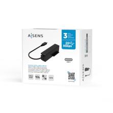 AISENS Adaptador ASE-35C02B SATA a USB-C USB 3.0/USB3.1 GEN1 para Discos Duros 2.5" y 3.5" con Alimentador, Negro
