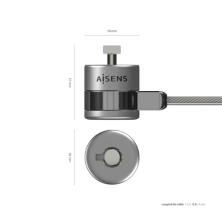 AISENS Cable de Seguridad con Cerradura de Llave para Ordenador, Monitor, Portatil 1.5 m