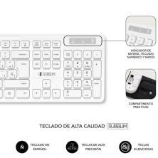 Teclado y Ratón Subblim Combo Business Slim Silencioso Inalámbrico/ Blanco