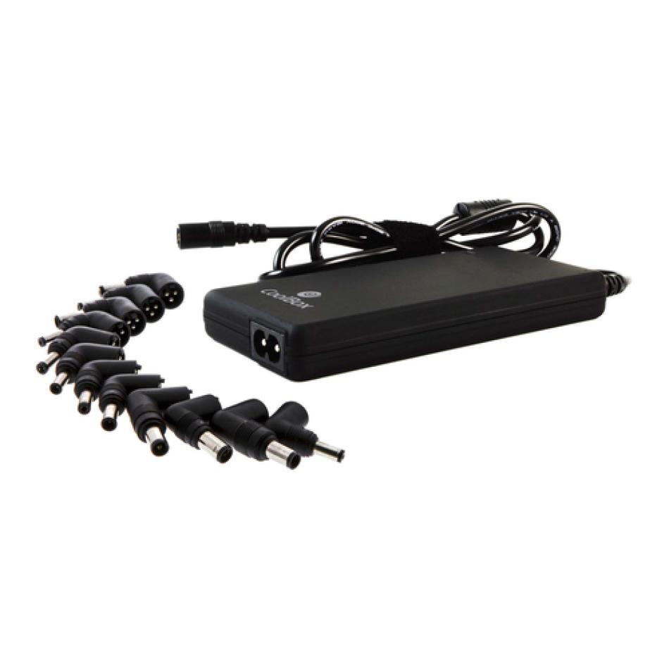 CARGADOR UNIVERSAL COOLBOX 90 W 12 CLAVIJAS INTERIOR NEGRO