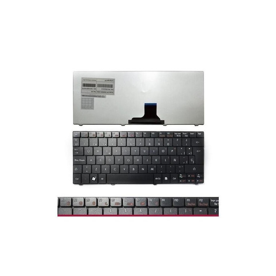 TECLADO PARA PORTÁTIL ACER | ASPIRE | ONE | 721 | 721H | 722 | 722H | 751 | SIN MARCO | NEGRO