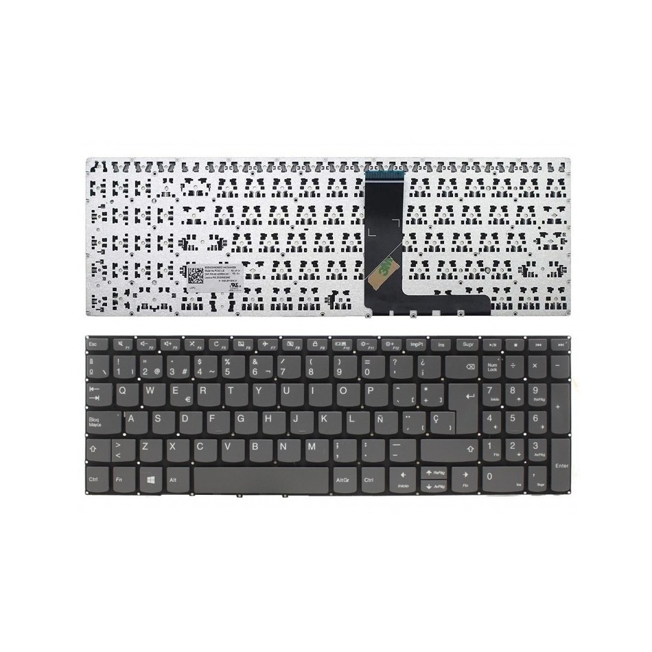 TECLADO PARA PORTÁTIL LENOVO | IDEAPAD | 320-15ABR | 320-15IAP | 320-15AST | SIN BOTÓN ENCENDIDO | SIN MARCO | GRIS