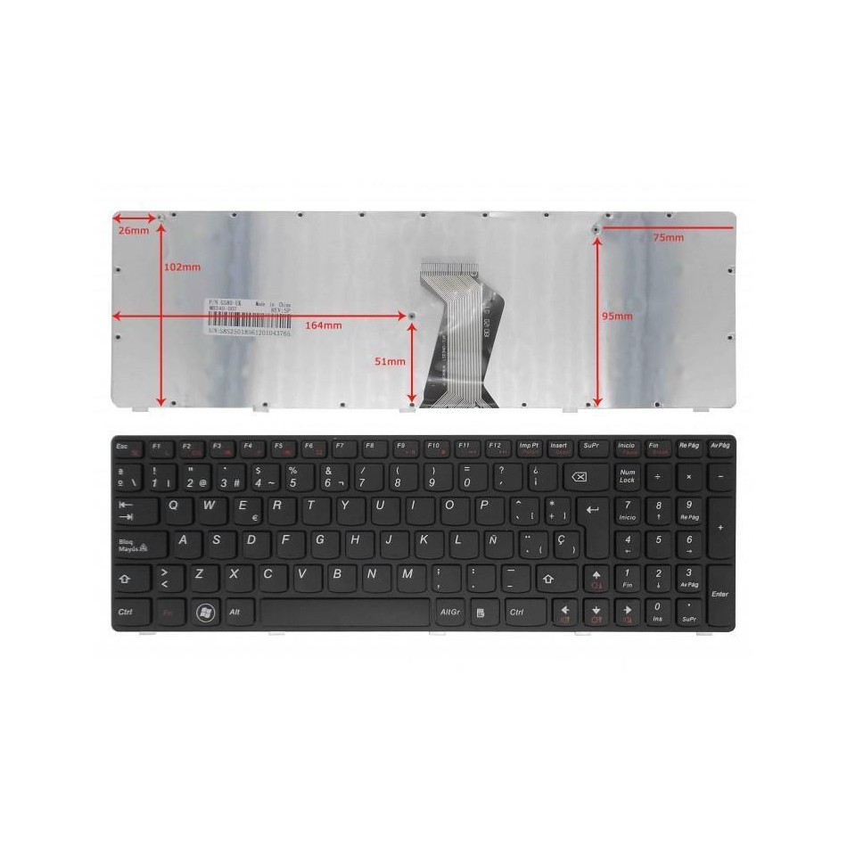 TECLADO PARA PORTÁTIL IBM | LENOVO | G580 | G580A | G585 | G585A | Z580 | V580 SERIES | CON MARCO | NEGRO