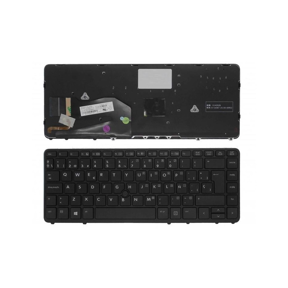 TECLADO PARA PORTÁTIL HP | ELITEBOOK | 840 G1 | 850 G1 | 840 G2 SERIES | 730794-071 |  CON MARCO | NEGRO