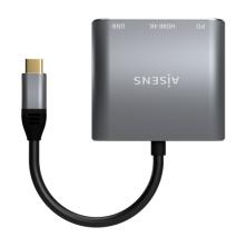 AISENS Conversor USB-C a HDMI/USB-C/Tipo A USB 3.0, 3 en 1, Gris, 15cm