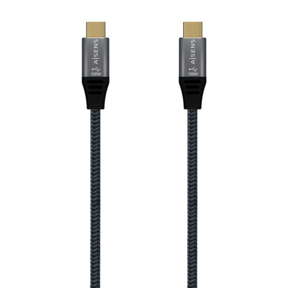 AISENS Cable USB 3.2 Gen2x2 Aluminio 20Gbps 8K@30Hz 5A 100W E-Mark, Tipo USB-C/M-USB-C/M, Gris, 0.6 m