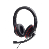 GEMBIRD AURICULARES ESTEREO, COLOR NEGRO CON ARO ROJO