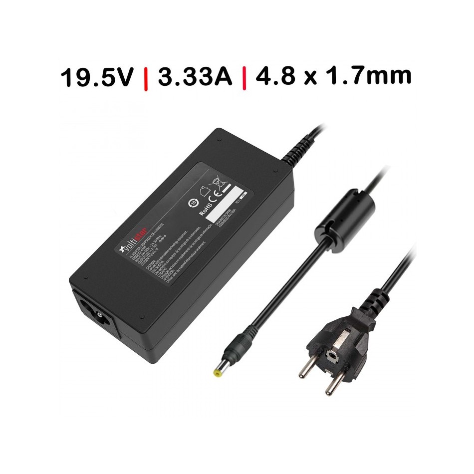 CARGADOR PARA PORTÁTIL | HP | 19.5V | 3.33A | 65 W | ENVY 6 | 6-1003TU | 13-1000 | NEGRO