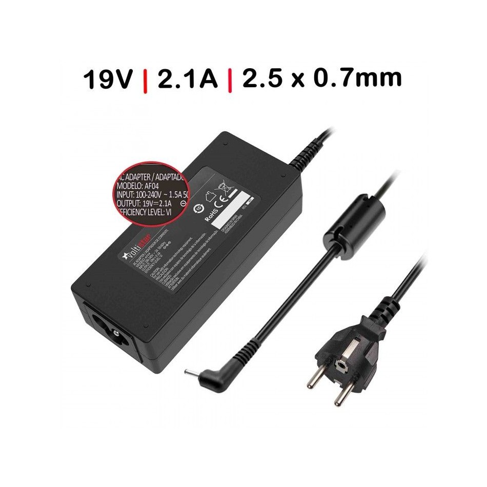 CARGADOR PARA PORTÁTIL | ASUS | 40 W | 19V | 2.1A | NEGRO