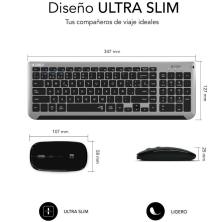 Teclado y Ratón Inalámbrico Subblim Combo Dual Prestige Extendido/ Gris y Negro