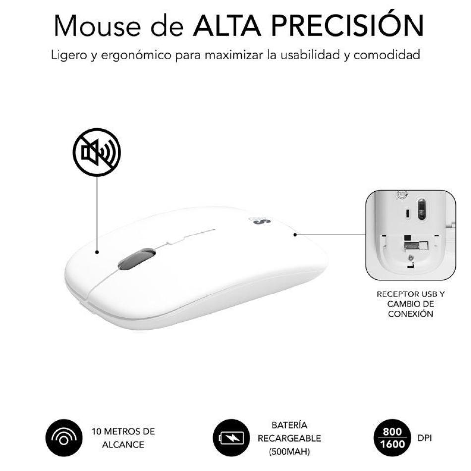 Subblim Dual Flat Mouse Ratón Inalámbrico Bluetooth Gris