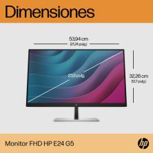 HP E-Series E24 G5 60,5 cm (23.8") 1920 x 1080 Pixeles Full HD LED Plata, Negro