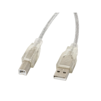 CABLE USB 2.0 | LAMBERG | DISPOSITIVOS | USB A - USB B | FERRITA | TRANSPARENTE | 1.8M