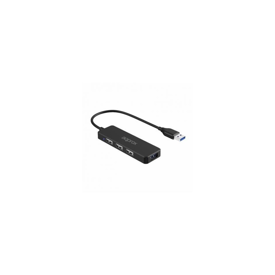 ADAPTADOR USB | APPROX | HUB 3 PUERTOS | DISPOSITIVOS | USB 2.0 - USB 3.0 | NEGRO