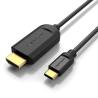 Cable Conversor HDMI Vention | 1.4 | 4K | CGUBG | USB Tipo-C Macho | HDMI Macho | 1.5m | Negro