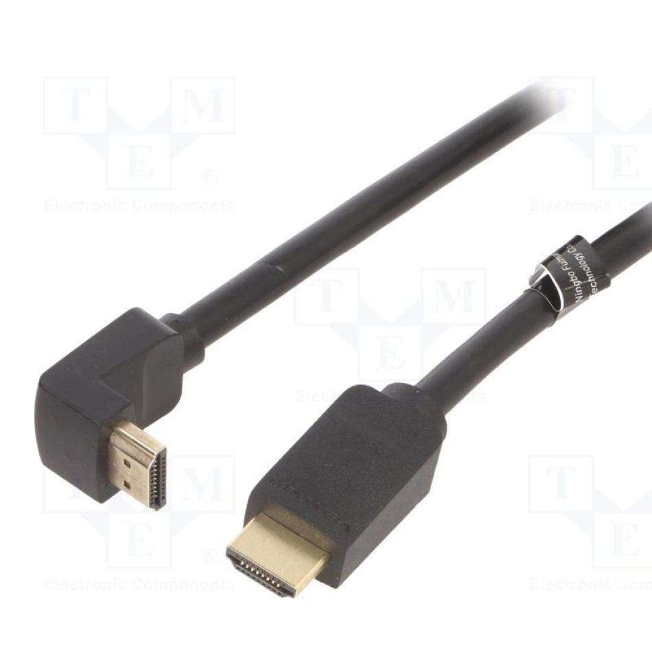 Cable HDMI 2.0 4K Acodado Vention AAQBH/ HDMI Macho - HDMI Macho/ 2m/ Negro