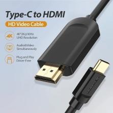 Cable Conversor HDMI 1.4 4K Vention CGUBH/ USB Tipo-C Macho - HDMI Macho/ 2m/ Negro