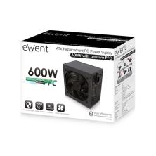 Ewent EW3908 unidad de fuente de alimentación 600 W 20+4 pin ATX ATX Negro