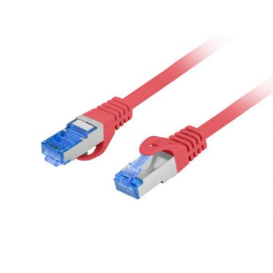 CABLE DE RED | LANBERG | LATIGUILLO | CAT.6A | S/FTP | FLUKE PASSED | ROJO | 0.25M