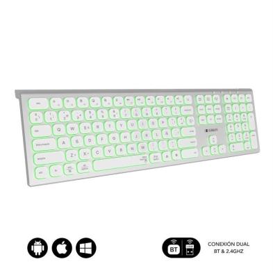 Teclado Inalámbrico Subblim Master | Bluetooth | LED | QWERTY | Plata, Blanco