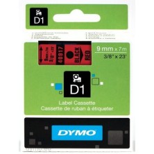 Etiquetas estándar | DYMO D1 | 9mm x 7m | Negro sobre rojo
