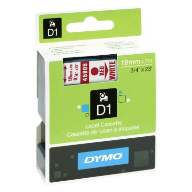 Etiquetas Estándar DYMO D1 | Rojo sobre Blanco | 19mm x 7m