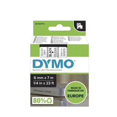 Etiquetas Estándar DYMO D1 | Negro en Claro | 6mm x 7m