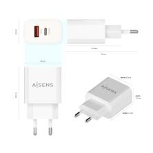 Cargador de Pared Aisens A110-0681/ 1xUSB Tipo-C/ 1xUSB/ 20W