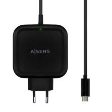 Cargador de Pared AISENS | ASCH-1PD65WL-BK | 1x USB Tipo-C | 65W | 1.2m | Negro