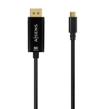 AISENS A109-0689 adaptador de cable de vídeo 1,8 m USB Tipo C DisplayPort Negro