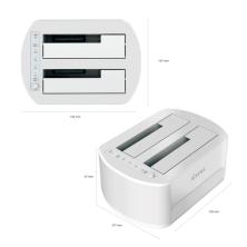 AISENS Estacion de Docking de Doble Bahia ASDS-D02W SATA 2.5/3.5 a USB 3.0/3.1 Gen1, Clone, Blanca