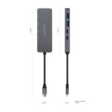 Hub AISENS | USB 3.2 Gen 1 5G USB-C | USB-C/M-2xUSB-C/H-2xUSB-A/H | 15cm | Gris