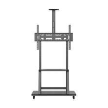 AISENS Soporte de Suelo ECO con Rueda, Bandeja para DVD y Soporte de Cámara para Monitor/TV 150Kg de 37-100, Negro