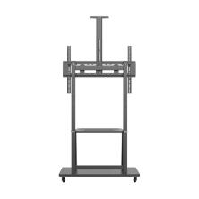 AISENS Soporte de Suelo ECO con Rueda, Bandeja para DVD y Soporte de Cámara para Monitor/TV 150Kg de 37-100, Negro