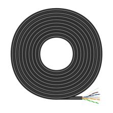 AISENS Cable de Red Exterior Impermeable RJ45 Cat.6 UTP Rígido CCA AWG23, Negro, 305M