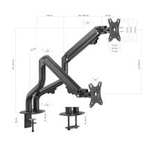 AISENS Soporte De Mesa Eco Contrapeso Giratorio E Inclinable Para Monitor/TV 8kg (3 Pivotes, 2 Brazos) De 17-32, Negro