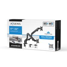 AISENS Soporte De Mesa Eco Contrapeso Giratorio E Inclinable Para Monitor/TV 8kg (3 Pivotes, 2 Brazos) De 17-32, Negro