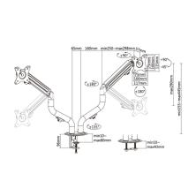 AISENS Soporte De Mesa Eco Contrapeso Giratorio E Inclinable Para Monitor/TV 8kg (3 Pivotes, 2 Brazos) De 17-32, Negro