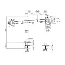 AISENS Soporte De Mesa Eco Giratorio E Inclinable Para Monitor/tv 9kg (3 Pivotes, 2 Brazos) De 17-32, Negro