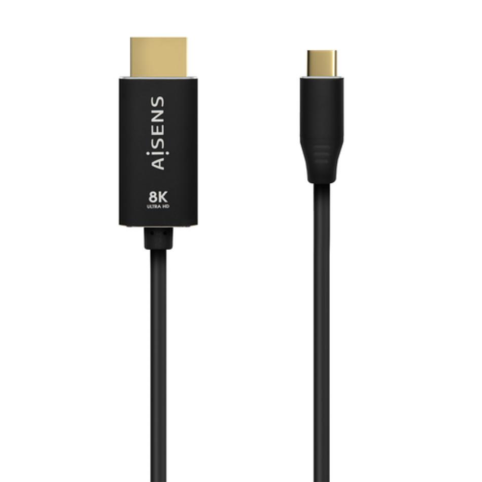 AISENS Cable Conversor Aluminio USB-C A HDMI 2.1 8k@60Hz, USB-C/M-HDMI/M, Negro, 1.0m