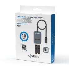 AISENS USB-C Dock M.2 (NGFF) ASUC-M2D012-GR SATA/NVMe A USB3.1 Gen2, Gris