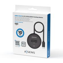 AISENS USB-C Dock M.2 (NGFF) ASUC-M2D013-BK SATA/NVMe A USB3.1 Gen2, Negra