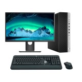 Ordenador de sobremesa reacondicionado HP 800 G4 SFF Core i5 8500 con pantalla, teclado y ratón.