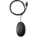 Ratón con cable HP 320M negro, vista superior con cable USB