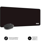 Pack Subblim Harmony negro, ratón inalámbrico y alfombrilla XL