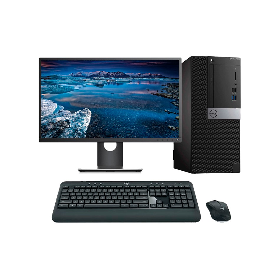 Ordenador reacondicionado Dell 7040 MT Core i5 6500 con teclado y monitor.