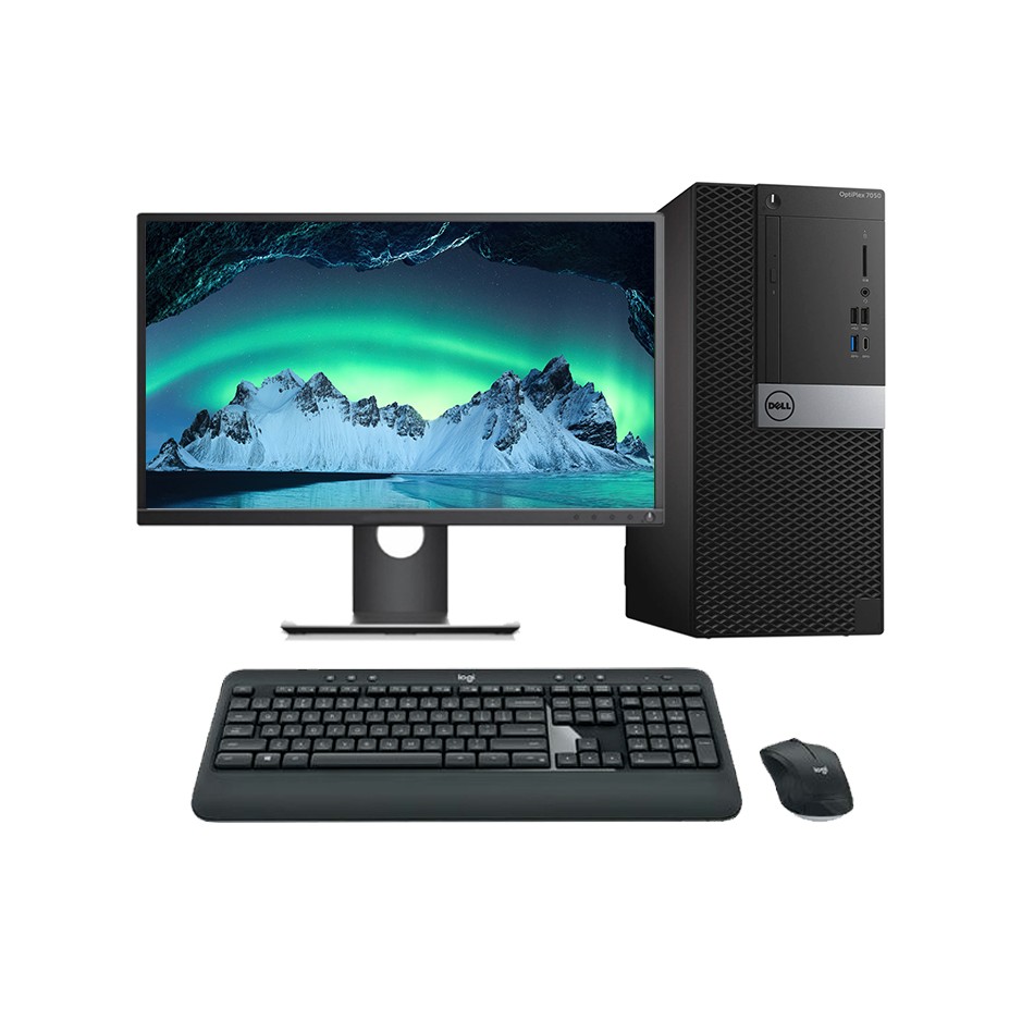 Ordenador reacondicionado Dell 7050 MT Core i5 6500 con pantalla, teclado y ratón.
